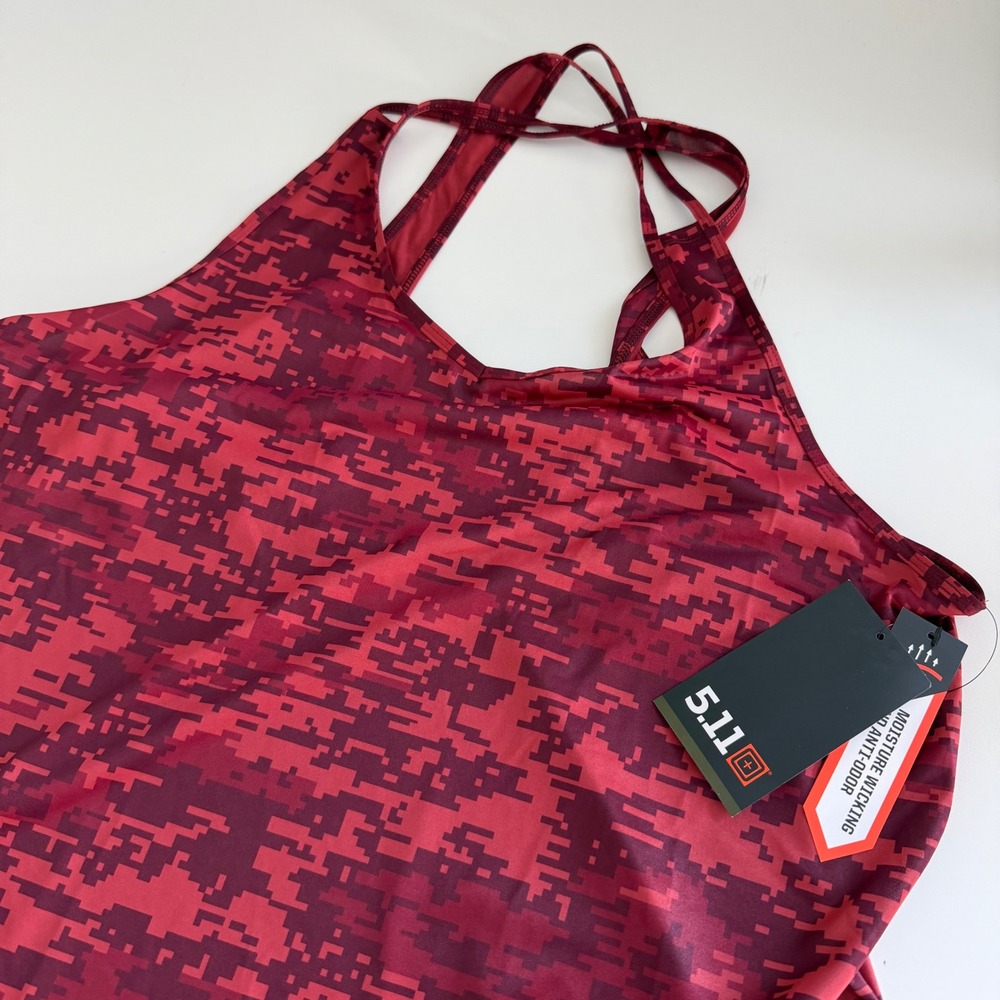 5.11 Tactical Pt-R Grind Crossback Tank Red Digital Camo Women's Medium NWT